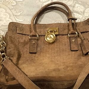 500$ Michael Kors Cowhide Tan Large Fab Handbag